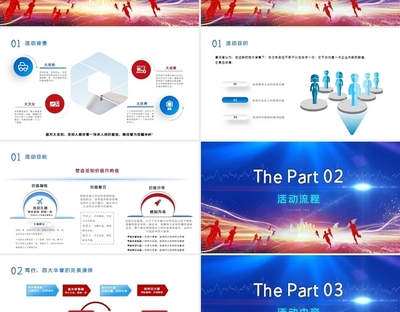 紅藍企業年會策劃年終尾牙晚會活動方案策劃PPT模板